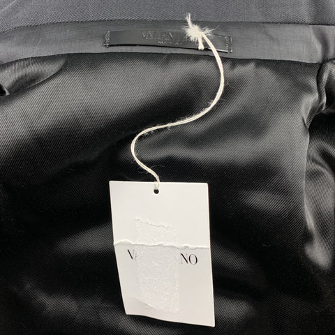 VALENTINO Size 44 Charcoal & Black Mixed Fabrics Wool Zip & Snaps Jacket