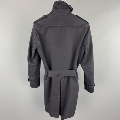 BURBERRY PRORSUM Size 34 Navy Cotton Double Breasted Belted Trenchcoat