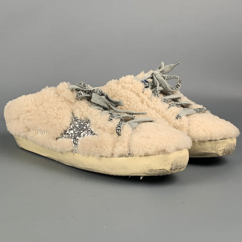 GOLDEN GOOSE Mocasines sin cordones de piel de oveja con textura natural Superstar Talla 7