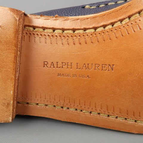 RALPH LAUREN Eltham II Country Grain Size 7.5 Navy Solid Leather Penny Loafers