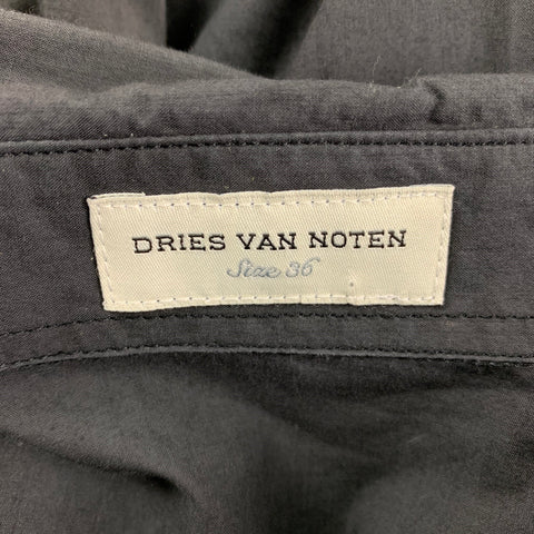 DRIES VAN NOTEN Size 4 Slate Gold Cotton Beaded Long Sleeve Blouse