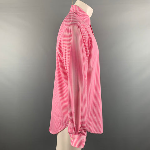 RALPH LAUREN Size M Pink White Stripe Cotton Long Sleeve Shirt