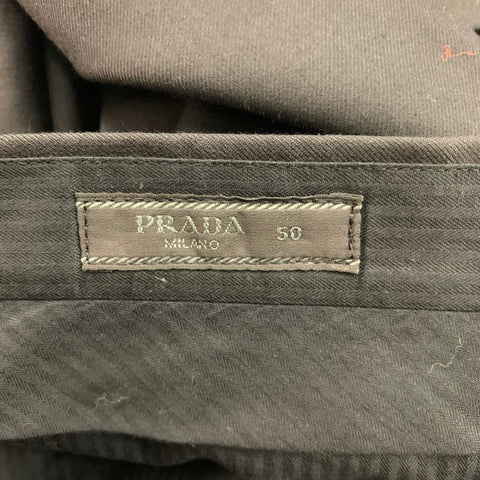 PRADA Size 34 Black Virgin Wool Button Fly Dress Pants