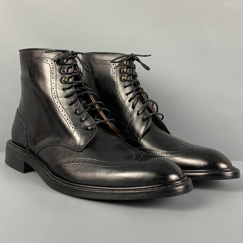 JACK ERWIN Taille 11 Bottines à bout d'aile en cuir perforé noir