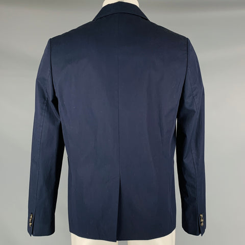 CARVEN Talla 40 Chaqueta cruzada de algodón azul marino