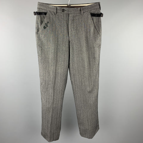 PAUL SMITH Size 30 Dark Gray Stripe Wool Zip Fly Dress Pants