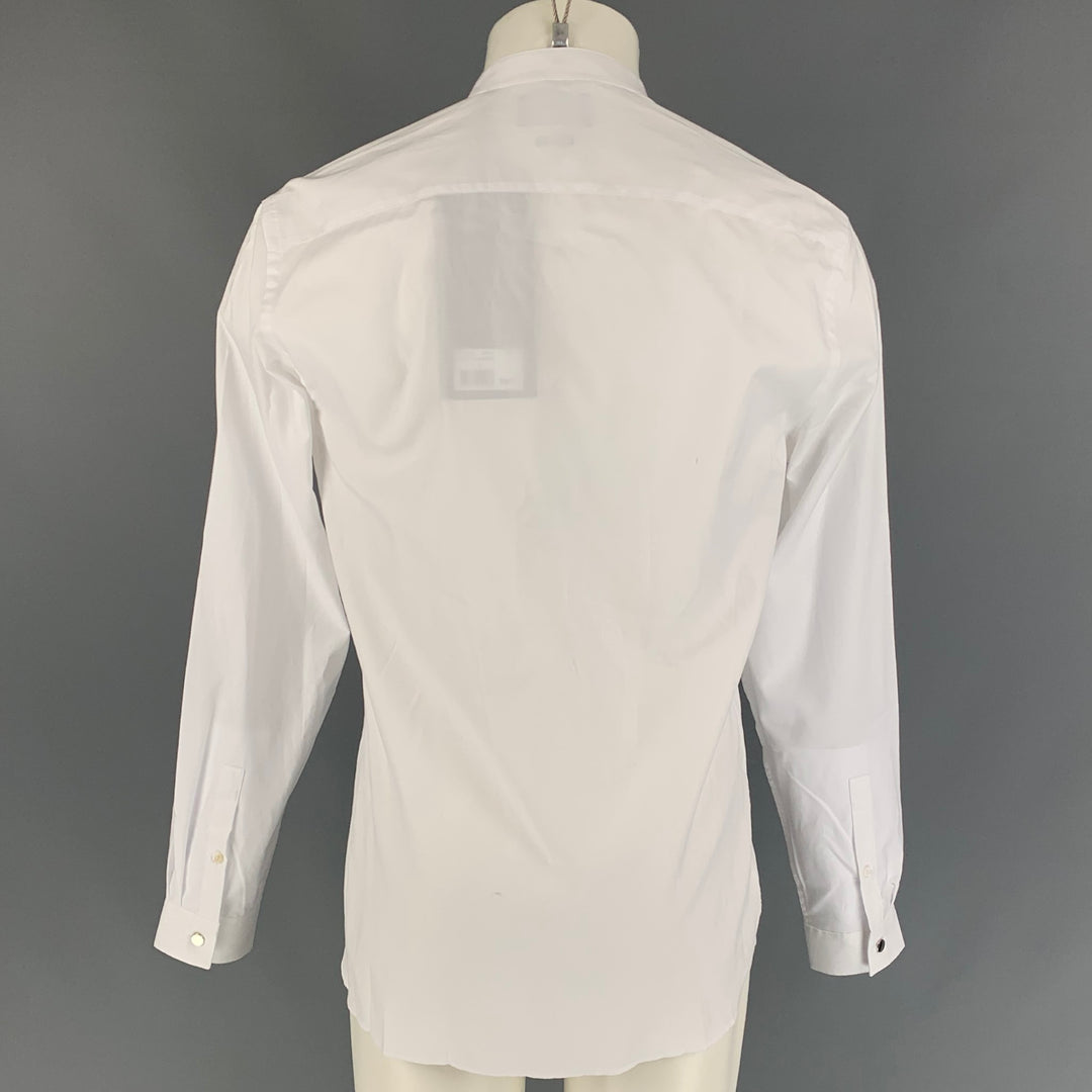 THE KOOPLES Size L White & Black Cotton Nehru Collar Long Sleeve Shirt
