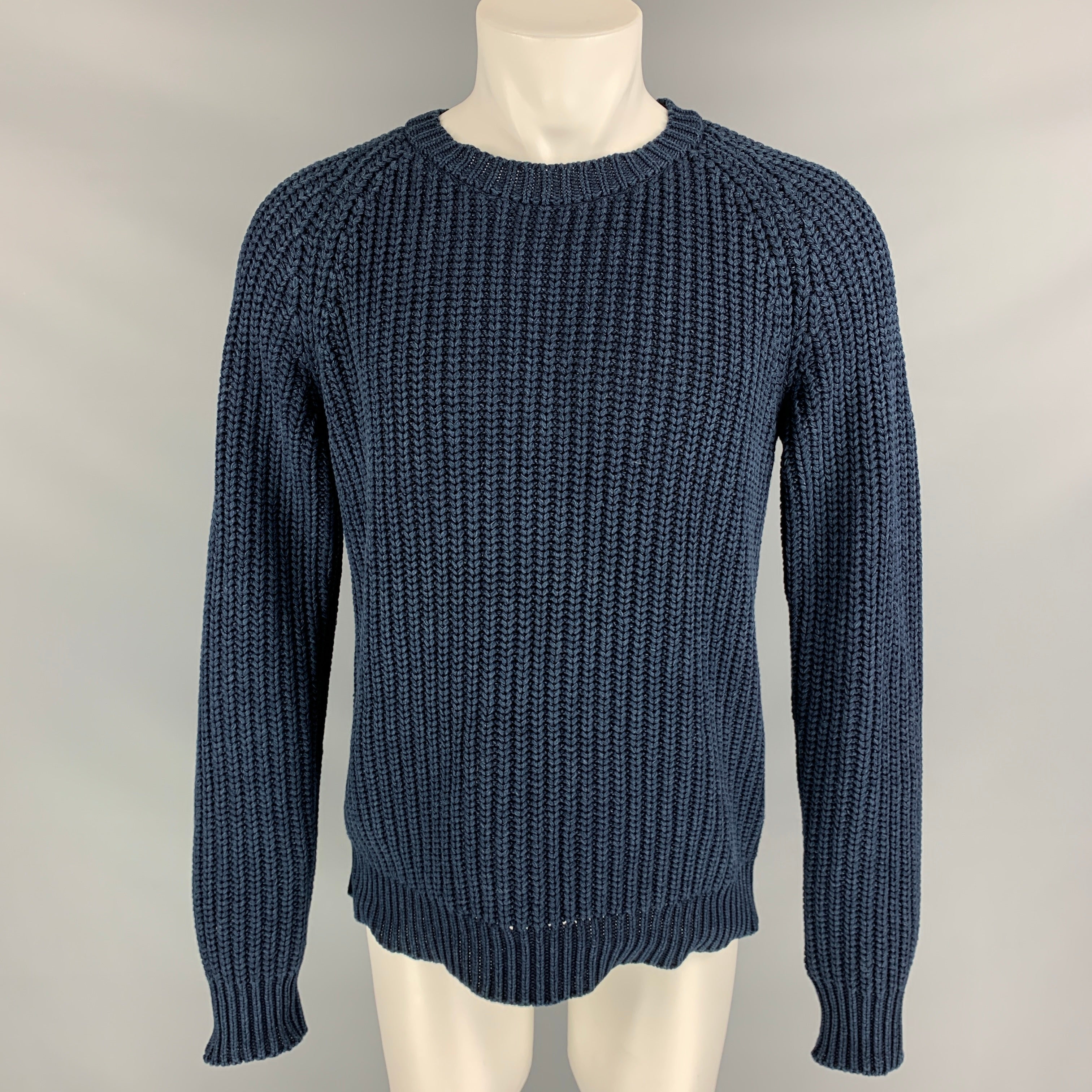 OUR LEGACY Size M Navy Knitted Cotton Crew-Neck Sweater – Sui