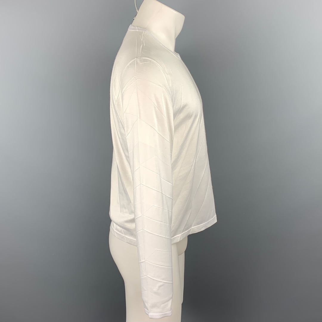 CHRISTOPH BROICH Size M White Wrinkled Cotton / Polyester Crew-Neck Pullover