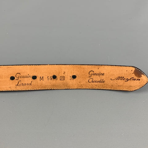 MEZLAN Size 38 Brown Lizard Leather Belt