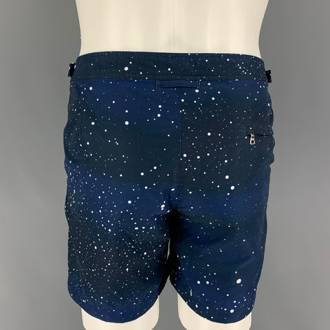 ORLEBAR BROWN Size 32 Navy White Dots Side Tabs Swim Trunks