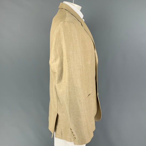 CUTTER & BUCK Size XXL Beige Herringbone Linen Silk Sport Coat