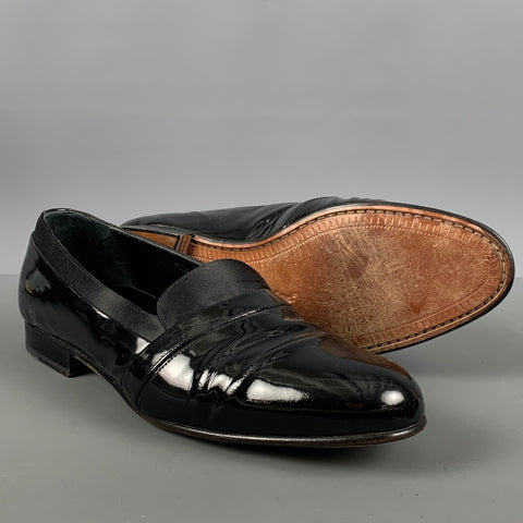 MEZLAN Size 8.5 Black Patent Leather Tuxedo Loafers