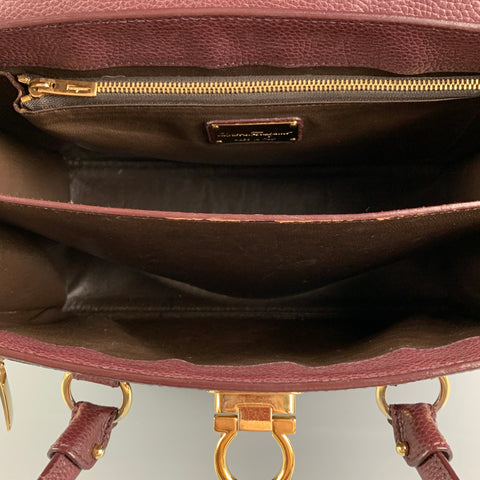 SALVATORE FERRAGAMO Burgundy Leather Pebble Grain Sofia Handbag