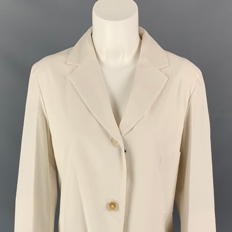 JIL SANDER Size 4 Cream Cotton Notch Lapel Jacket