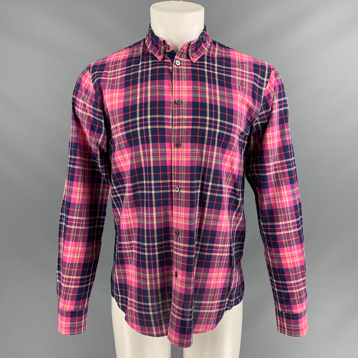 MARC by MARC JACOBS Size S Pink Navy & Plaid Cotton Button Down Long Sleeve Shirt