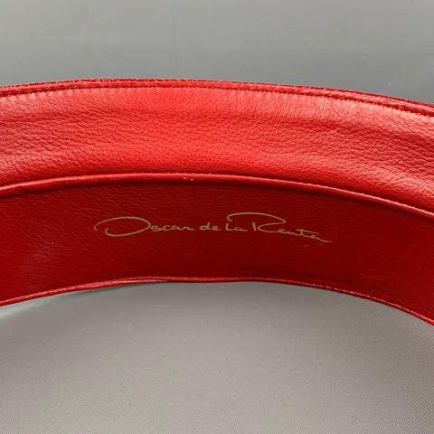 OSCAR DE LA RENTA Waist Size M Red Leather Corset Belt
