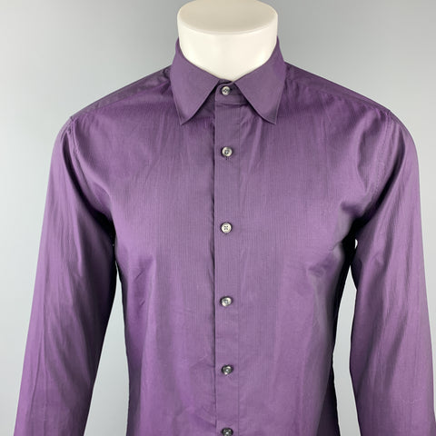 THEORY Size M Purple Solid Cotton Button Up Long Sleeve Shirt