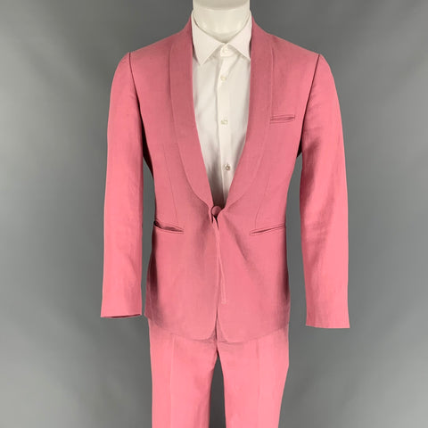 ETRO Size 38 Pink Linen Shawl Collar Suit