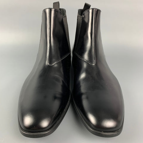 PRADA Size US 8 / UK 7  Black Brushed Leather Ankle Chelsea Boots