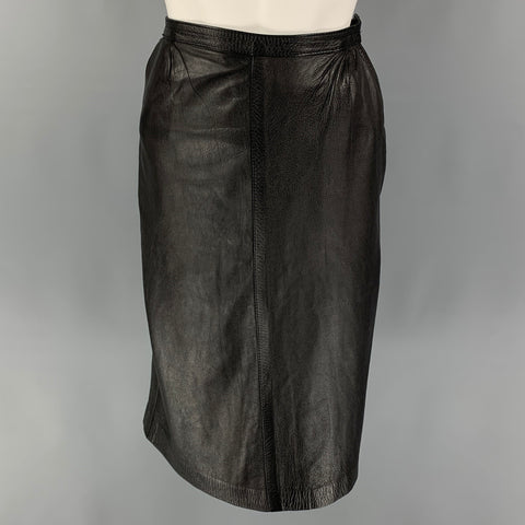 MANUEL HERRERO Size S Black Leather Pencil Skirt