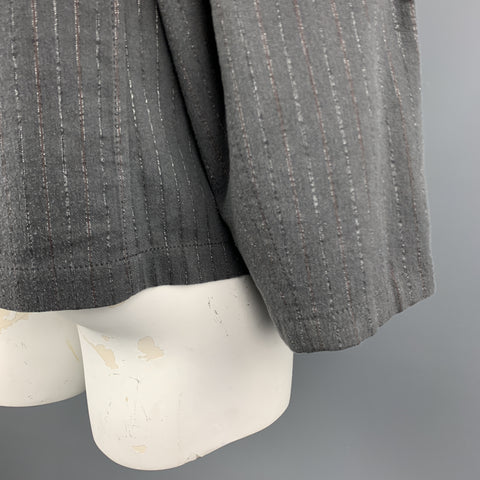 ANN DEMEULEMEESTER Size XL Grey Stripe Cotton Blend Peak Lapel Jacket