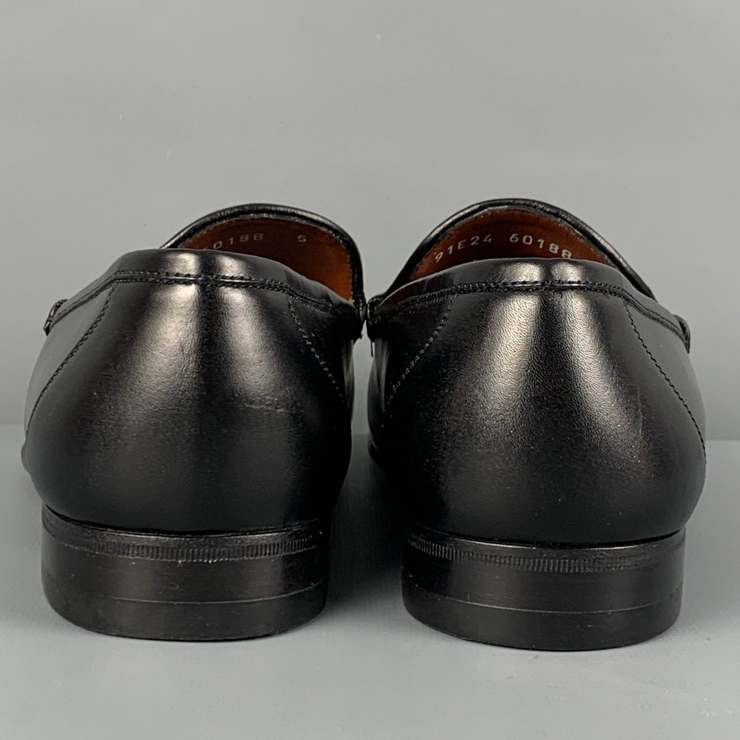 A. TESTONI Size 6 Black Embossed Leather Slip On Loafers