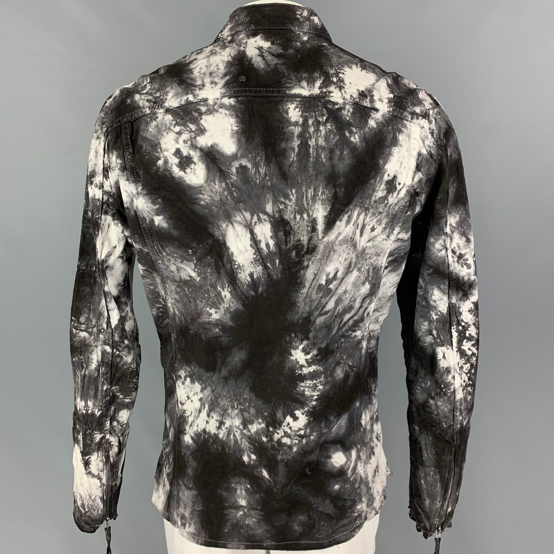 BE EDGY Size XL Black White Tie Dye Cotton Zip Up Jacket