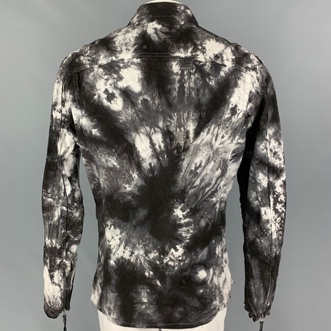 BE EDGY Size XL Black White Tie Dye Cotton Zip Up Jacket