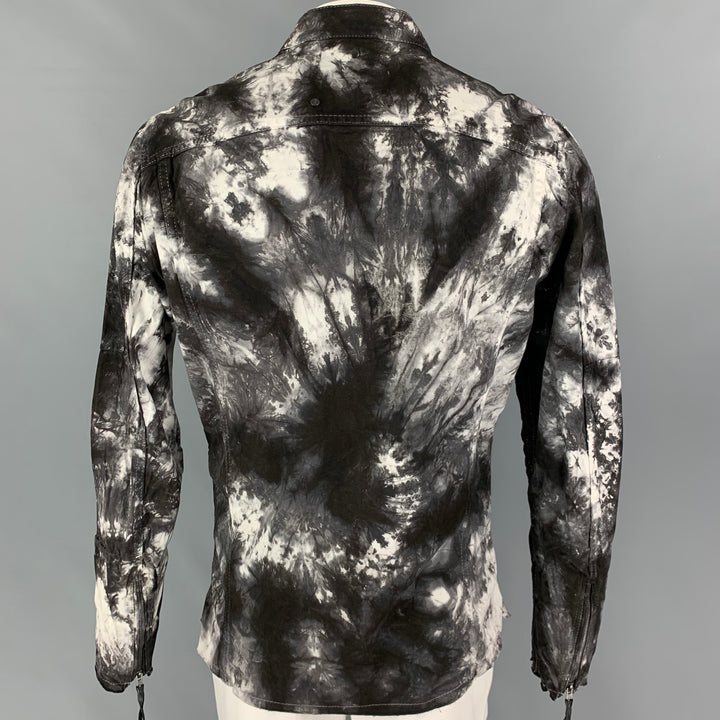BE EDGY Size XL Black White Tie Dye Cotton Zip Up Jacket