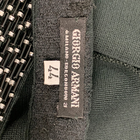GIORGIO ARMANI Size 8 Black Viscose Blend Beaded Straps Dress Top