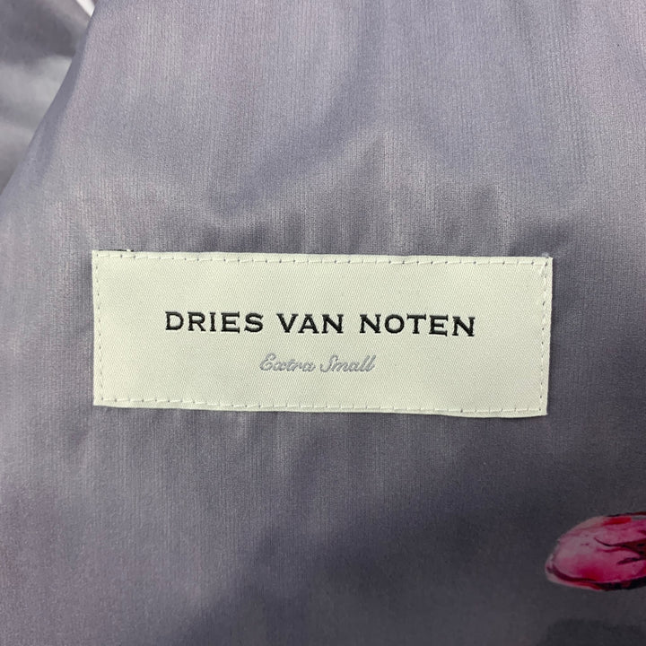 DRIES VAN NOTEN Size XS Grey & Pink Floral Polyurethane Bend Belted Trench Coat