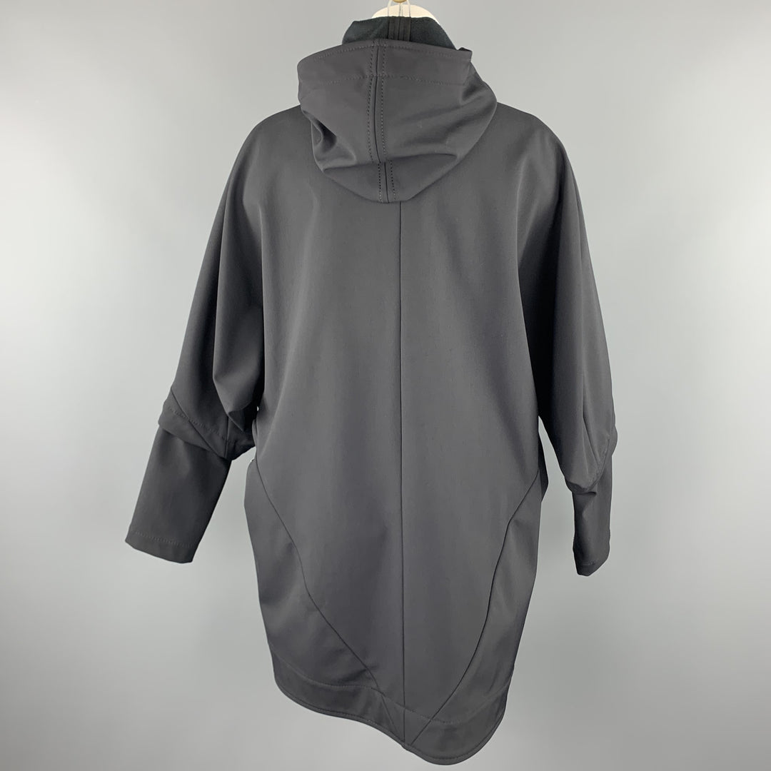 ZERO + MARIA CORNEJO Size 4 Black Nylon Blend Batwing Hooded Jacket