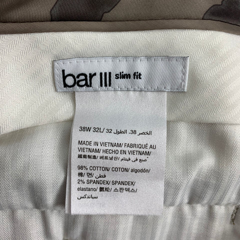 BAR lll Size 38 Taupe Textured Cotton Casual Pants