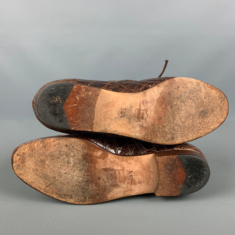 WILKES BASHFORD Size 6.5 Brown Leather Embossed Laces