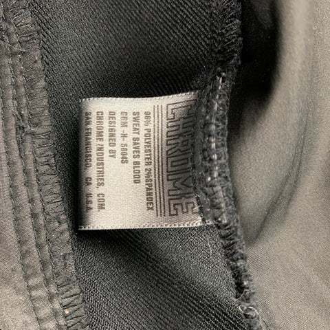 CHROME Size L Black Polyester Blend Zip Up Jacket