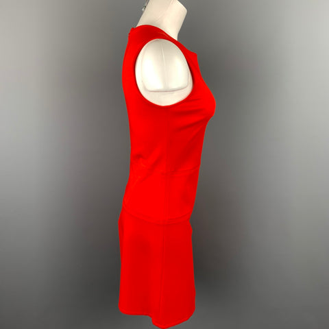 TIBI Size 2 Coral Jersey Viscose Blend A-Line Sleeveless Dress