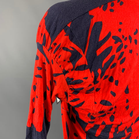 VIVIENNE WESTWOOD ANGLOMANIA Size M Navy / Red Leafs Asymmetrical T-Shirt