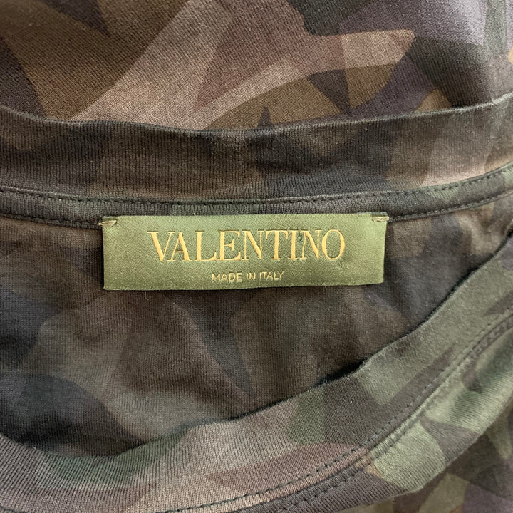 VALENTINO Size M Olive & Taupe Camouflage Cotton T-shirt