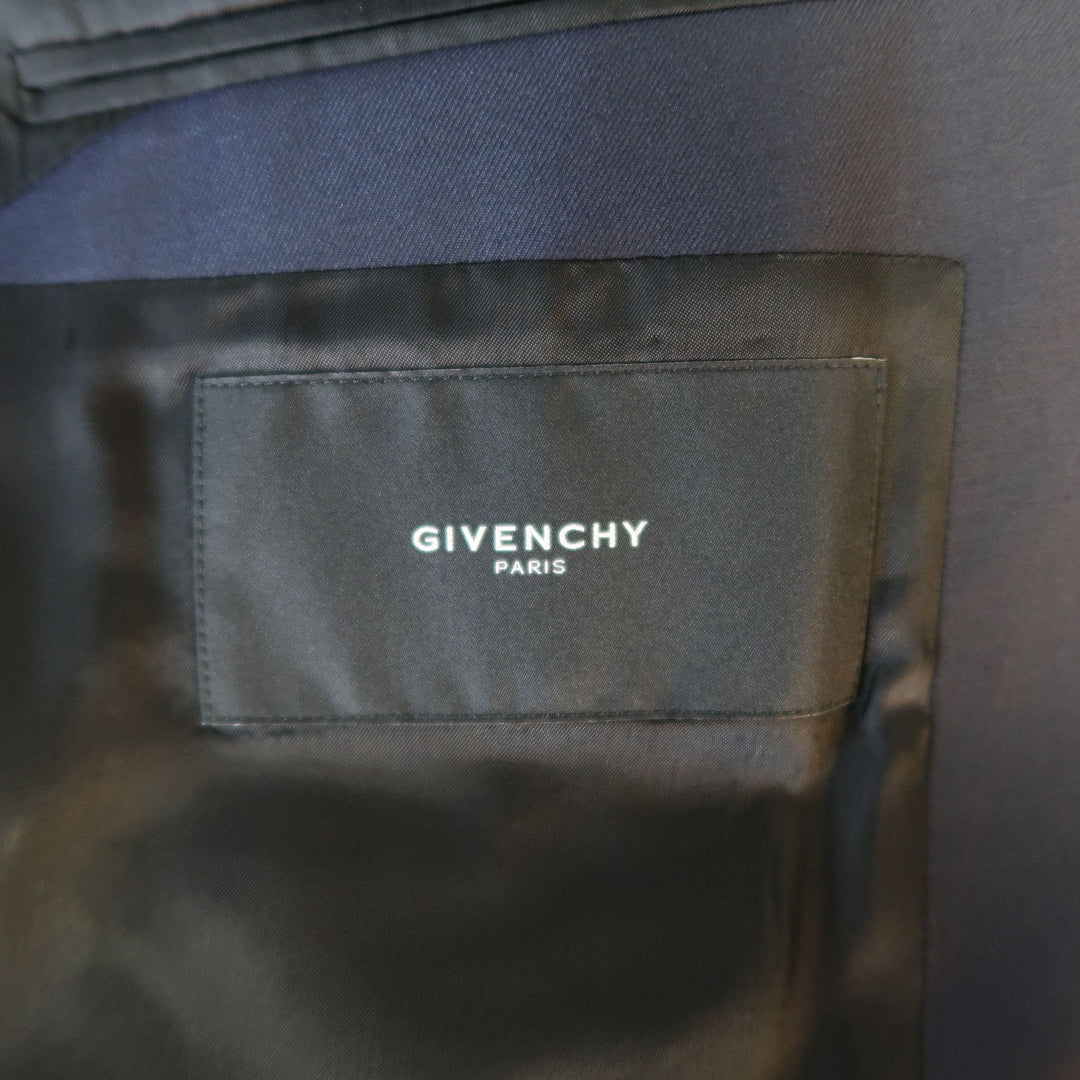 GIVENCHY 40 Short Navy Wool Notch Lapel Suit