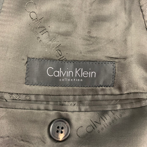 CALVIN KLEIN COLLECTION Size 36 Charcoal Wool Notch Lapel Suit