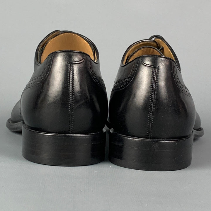 BALLY Size 9.5 Black Leather Cap Toe Lace Up Shoes