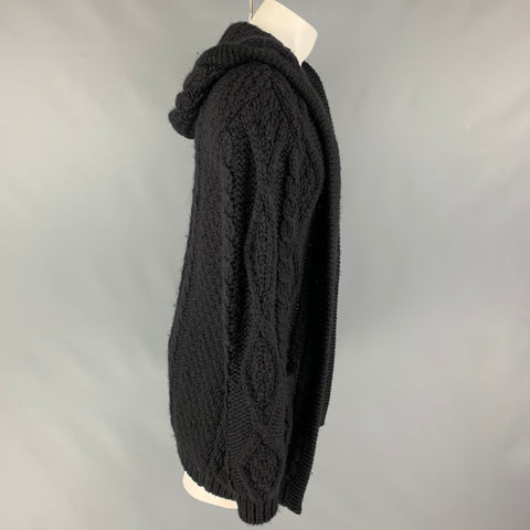 SAINT LAURENT Cárdigan con capucha de mohair de lana de punto negro talla XS