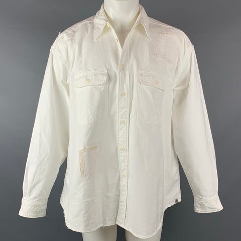 VISVIM Camisa protectora Grand River L/S de algodón desgastado blanco talla M