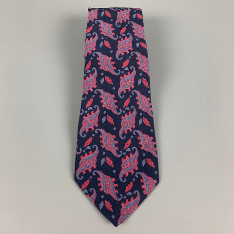 VALENTINO Navy Multi-Color Paisley Silk Tie