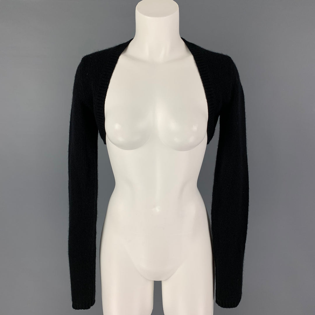 RALPH LAUREN Blue Label Size L Black Wool Cashmere Shrug Cardigan