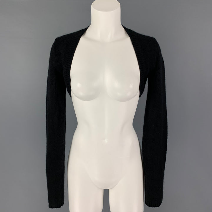 RALPH LAUREN Blue Label Size L Black Wool Cashmere Shrug Cardigan