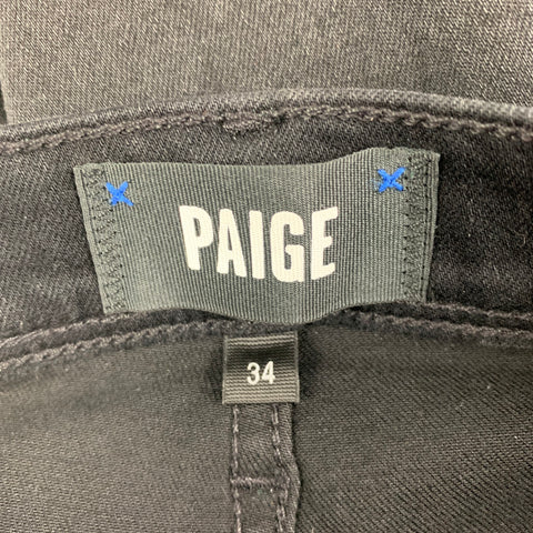 PAIGE Size 34 Black Black Faux Alligator Skin Print Cotton Blend Jeans