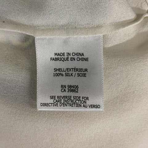 THEORY Size M Cream Silk Solid Cap Sleeves T-Shirt