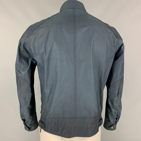 BELSTAFF Size 44 Blue Cotton Zip Up & Snaps Racemaster1981 Jacket